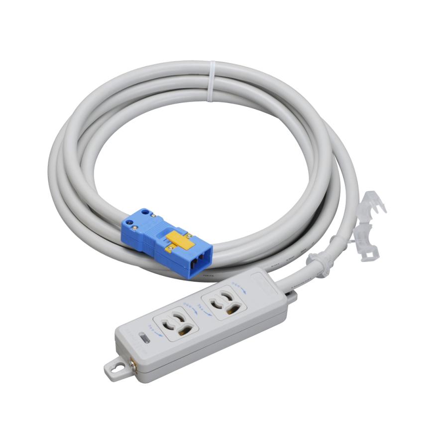 明工社 MR7902NT5 横形OA用抜け止め接地タップ 2コ口 コード5m ハーネスプラグ付 | 