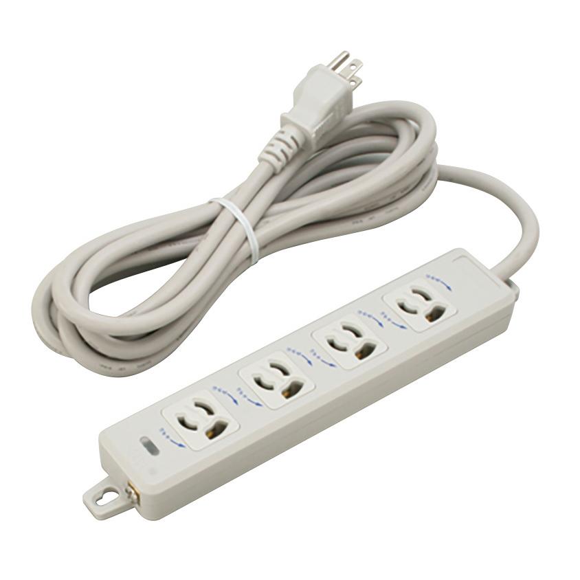 明工社 MR7904TJ3 横形OA用抜け止め接地タップ 4コ口 コード3m 耐トラッキング接地プラグ付 | 