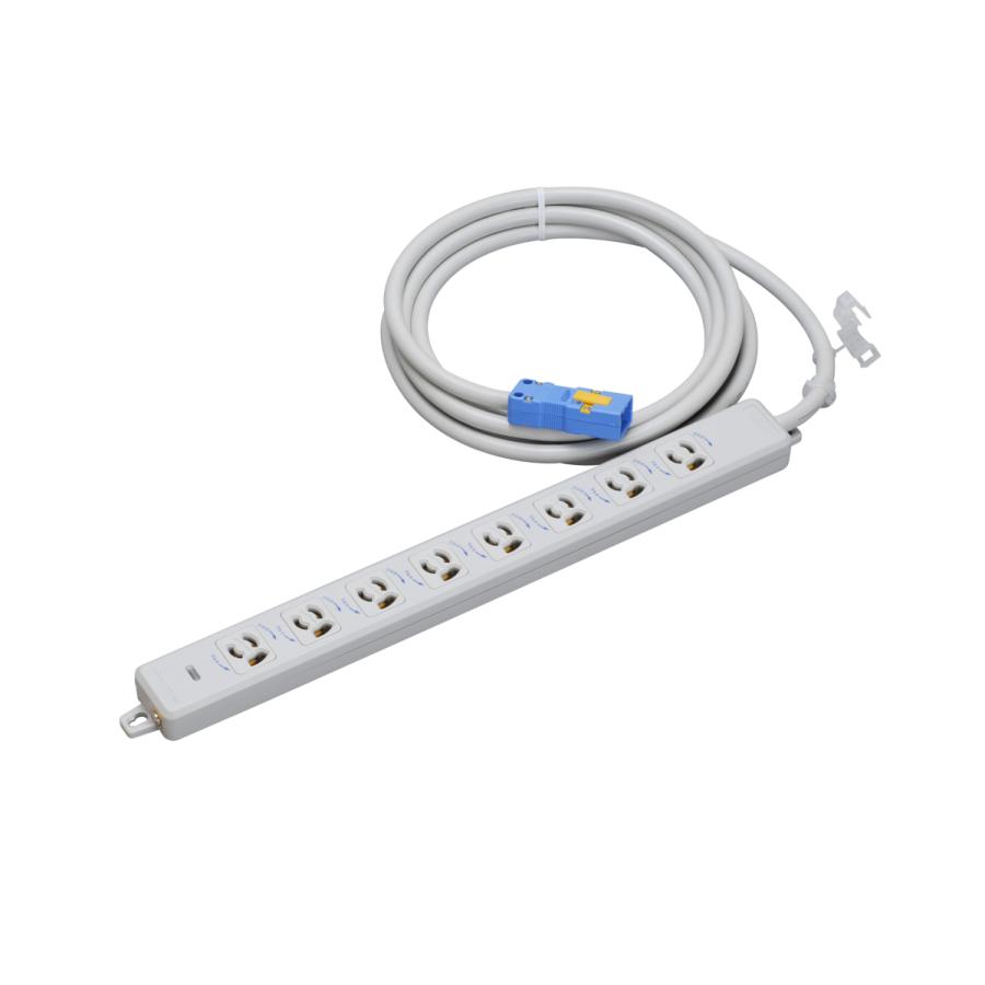 明工社 MR7908NT3 横形OA用抜け止め接地タップ 8コ口 コード3m ハーネスプラグ付 | 