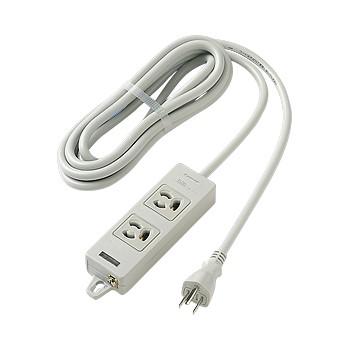 パナソニック WCH24323H OAタップ(接地15A抜け止め形)(2コ口・グレー)(3mコード付)(マグネット付)(電源表示付) | Panasonic