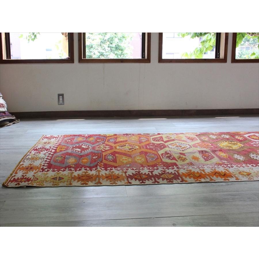 海外品 オールドキリム・アダナ/テクカナット 420x94cm 雄羊の角コチボユヌズ・ビッグランナー 【W2783834894】(98560円)