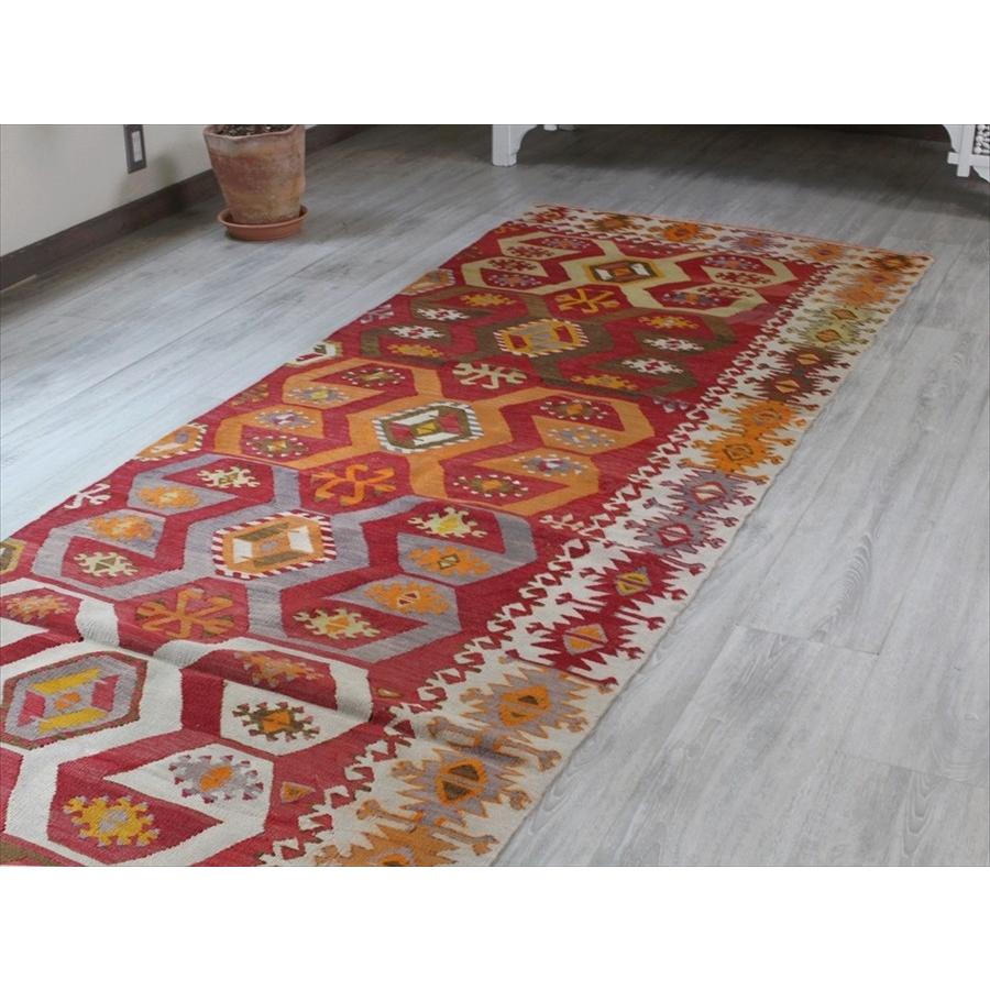 海外品 オールドキリム・アダナ/テクカナット 420x94cm 雄羊の角コチボユヌズ・ビッグランナー 【W2783834894】(98560円)