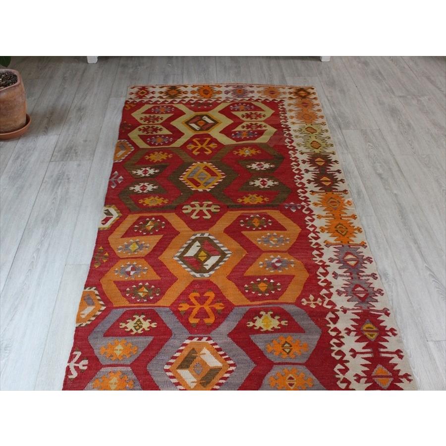 海外品 オールドキリム・アダナ/テクカナット 420x94cm 雄羊の角コチボユヌズ・ビッグランナー 【W2783834894】(98560円)