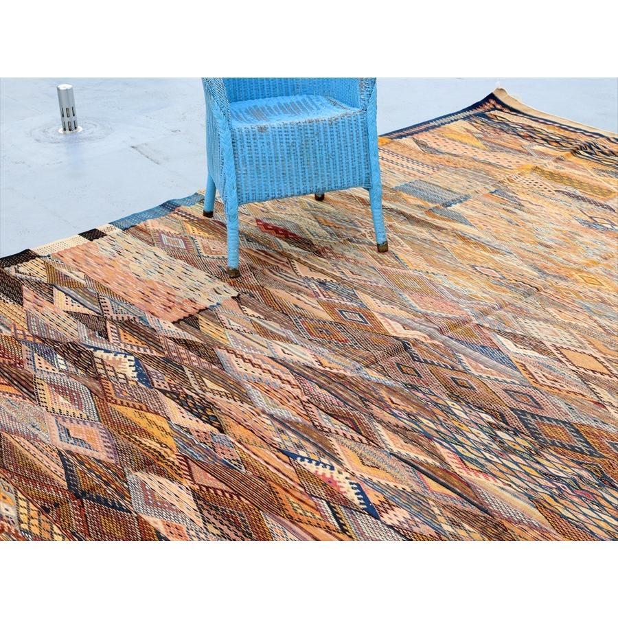 モロッコキリム 特大 アフニフ 400x245cm 緻密な波模様 手織りの画像