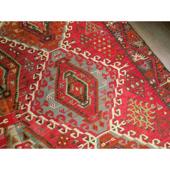 トルコの手織りキリム アダナ196×111cm 複雑な爪を持つドラゴン ヌズ