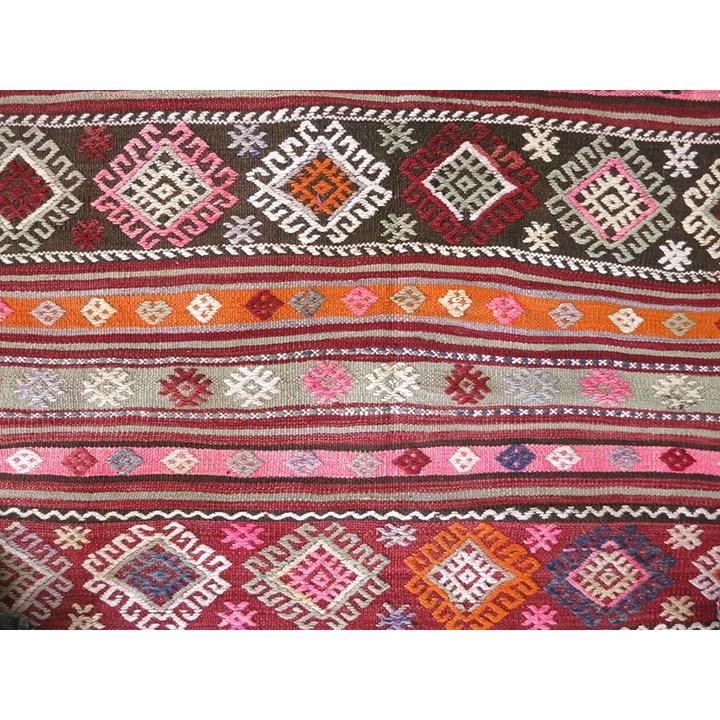 ヴィンテージキリム オールドキリム バルケスィール カリヨラ ピンク＆オレンジ/鮮やかな