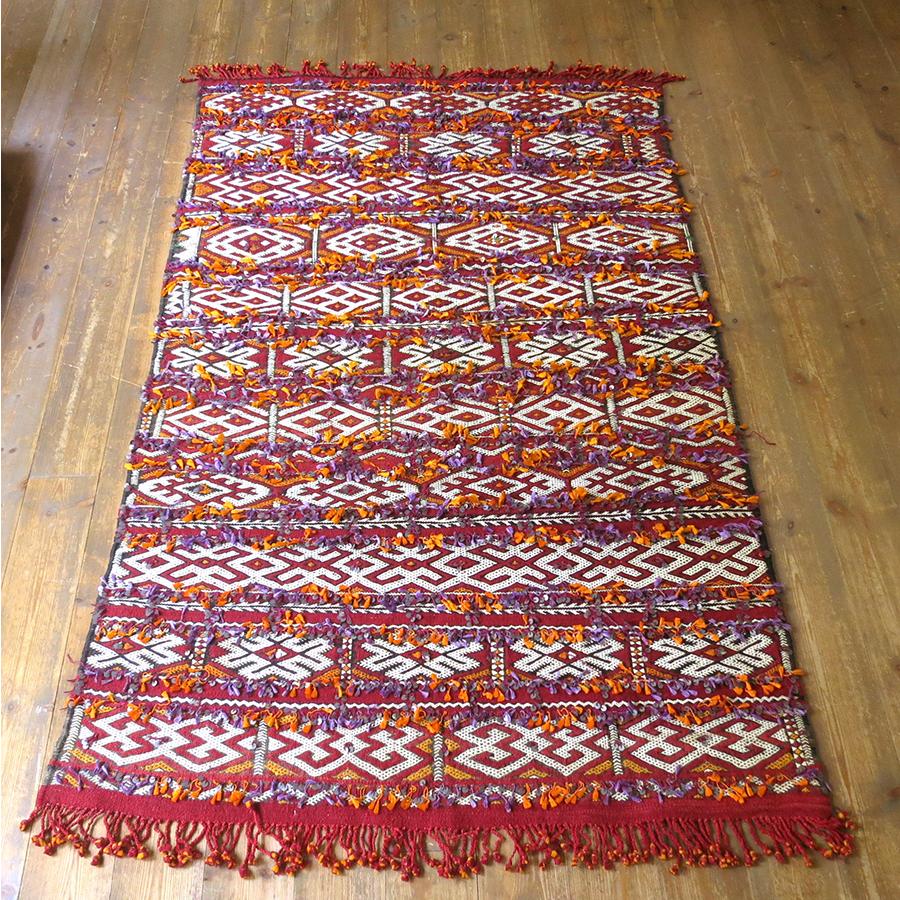 オールドキリム モロッコ　ベニムティル Beni M'Tir 160x97cm 女性用のマント 装飾用の華やかなジジム | ブランド登録なし