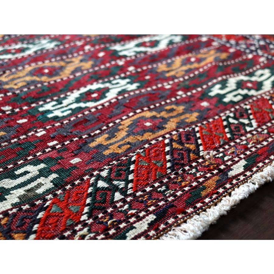 オールドキリム/トルクメン ヤムート 50x118cm 収納袋チュアルを開いたフラグメント　深い赤に細かなジジム | ブランド登録なし | 03