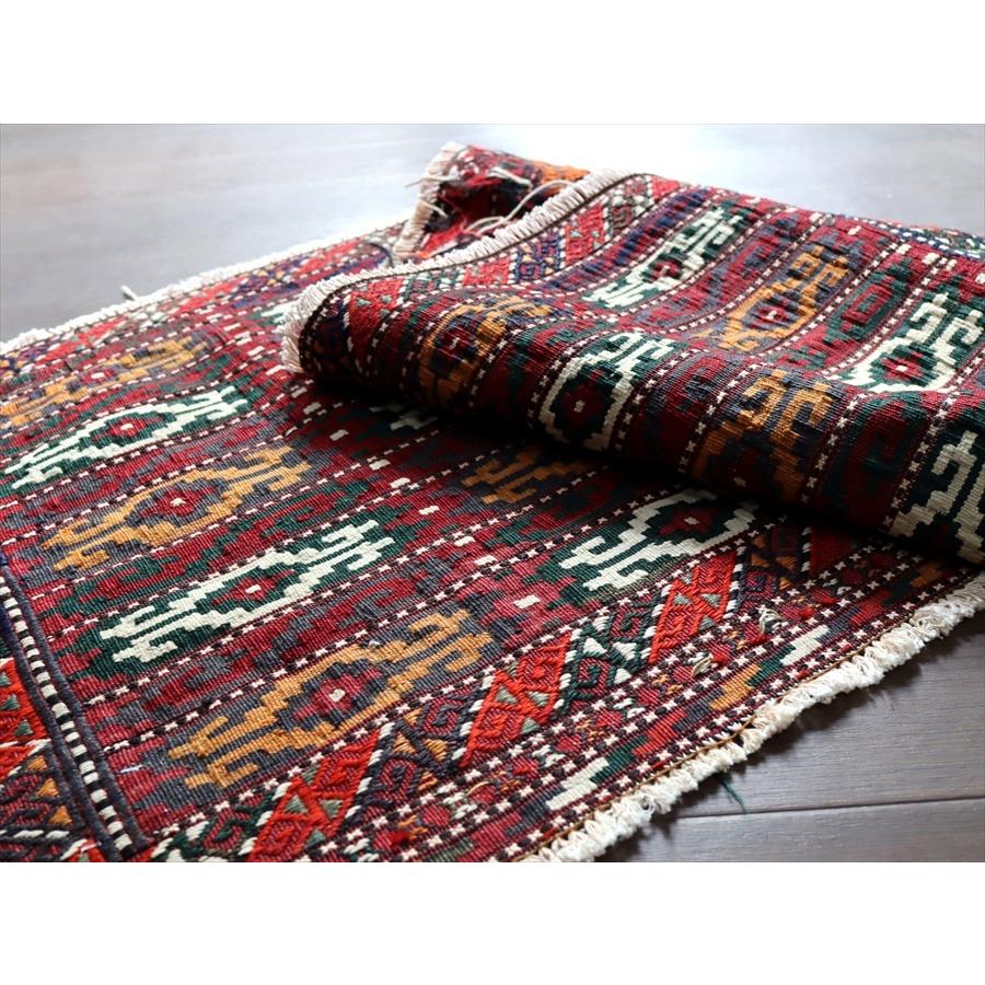 オールドキリム/トルクメン ヤムート 50x118cm 収納袋チュアルを開いたフラグメント　深い赤に細かなジジム | ブランド登録なし | 04