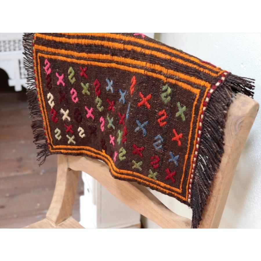 オールドキリム サドルバッグを開いたカットピース 37x45cm カラフルなジジムモチーフ | ブランド登録なし | 03