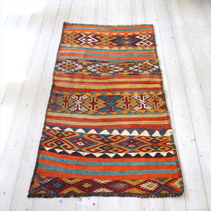 オールドキリム シワス ランナー 155x76cm ボーダージジム ダイヤのモチーフ | ブランド登録なし