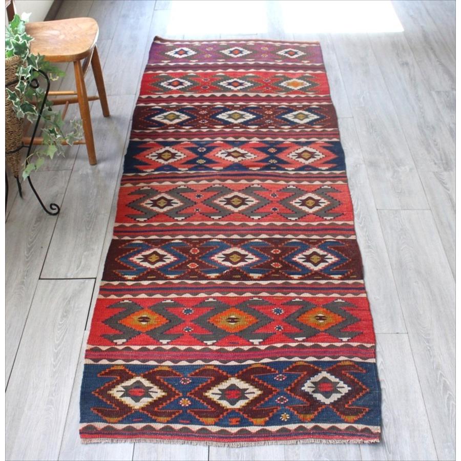 オールドキリム バルケスィール 237x80cm ブルー レッド パープルの 