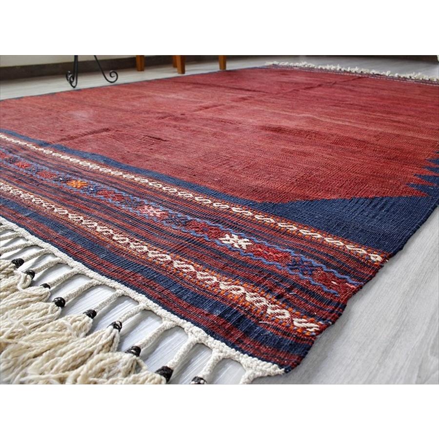 オールドキリム バルケスィル カリヨラ 224x140cm レッド＆ネイビー