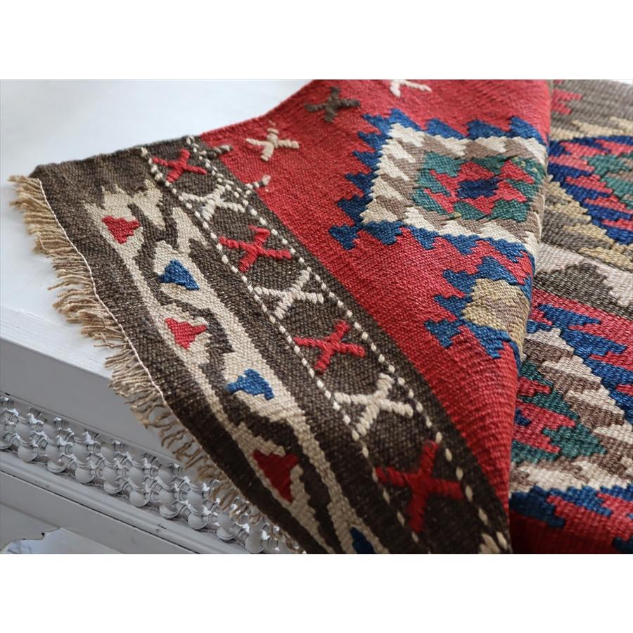 オールドキリム シルヴァン 70x136cm レッド＆ブラウン イーブルアイ