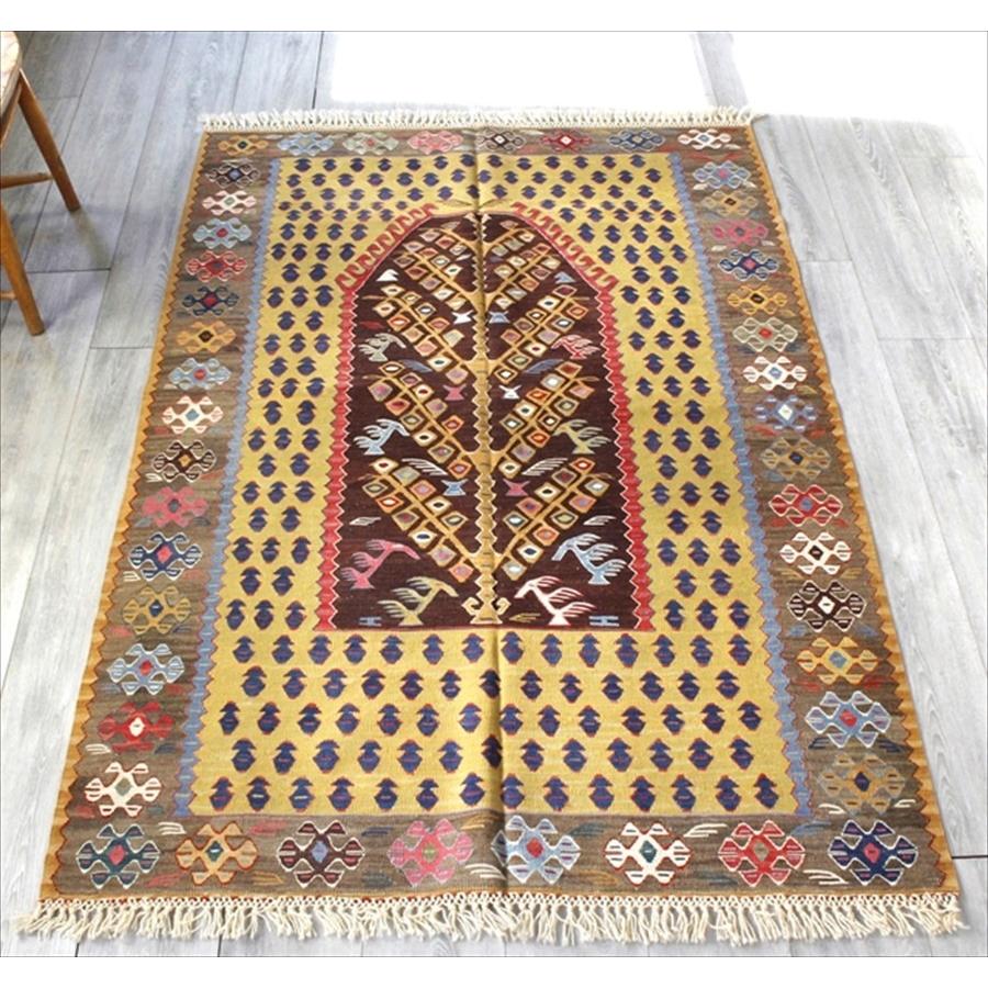 トルコの手織りキリム アダナ196×111cm 複雑な爪を持つドラゴン ヌズ