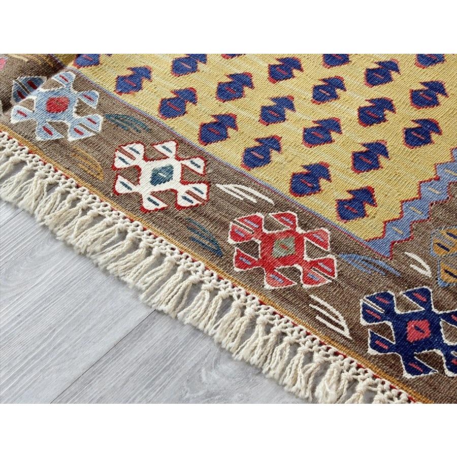 トルコの手織りキリム アダナ196×111cm 複雑な爪を持つドラゴン ヌズ