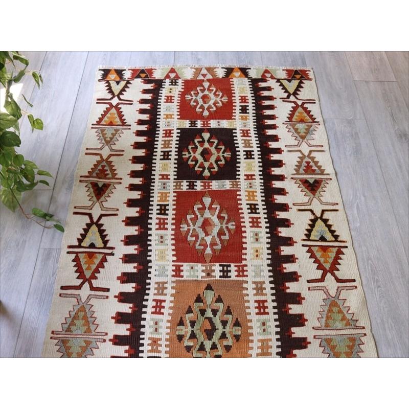 オールドキリム コンヤ/ランナー 225x90cm オレンジ＆ナチュラル