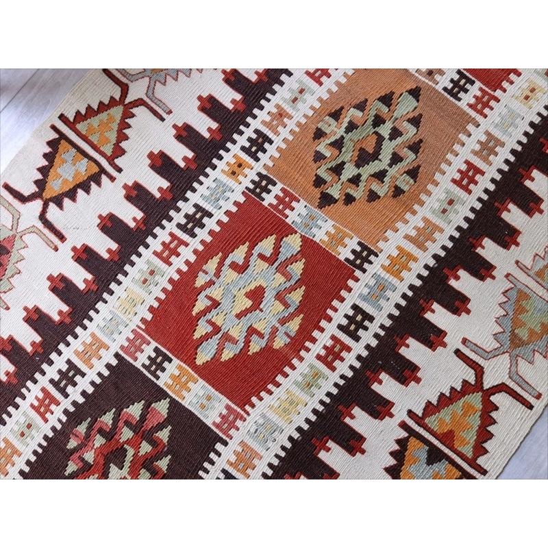 オールドキリム コンヤ/ランナー 225x90cm オレンジ＆ナチュラル