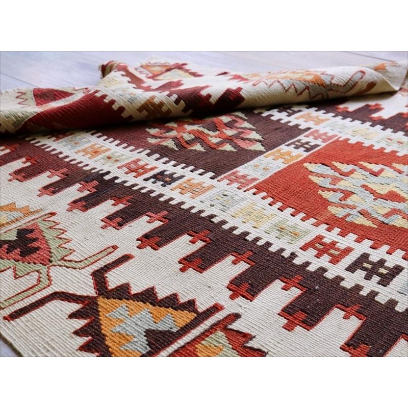 オールドキリム コンヤ/ランナー 225x90cm オレンジ＆ナチュラル