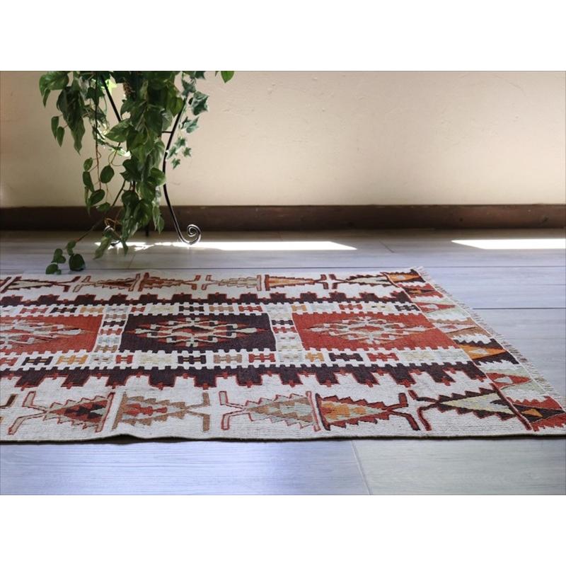 オールドキリム コンヤ/ランナー 225x90cm オレンジ＆ナチュラル