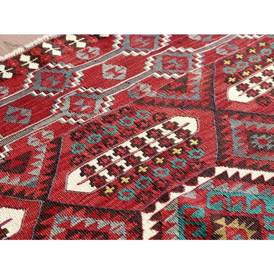 オールドキリム ハッキャリ カリヨラ 265x129cm 連なる6角形の