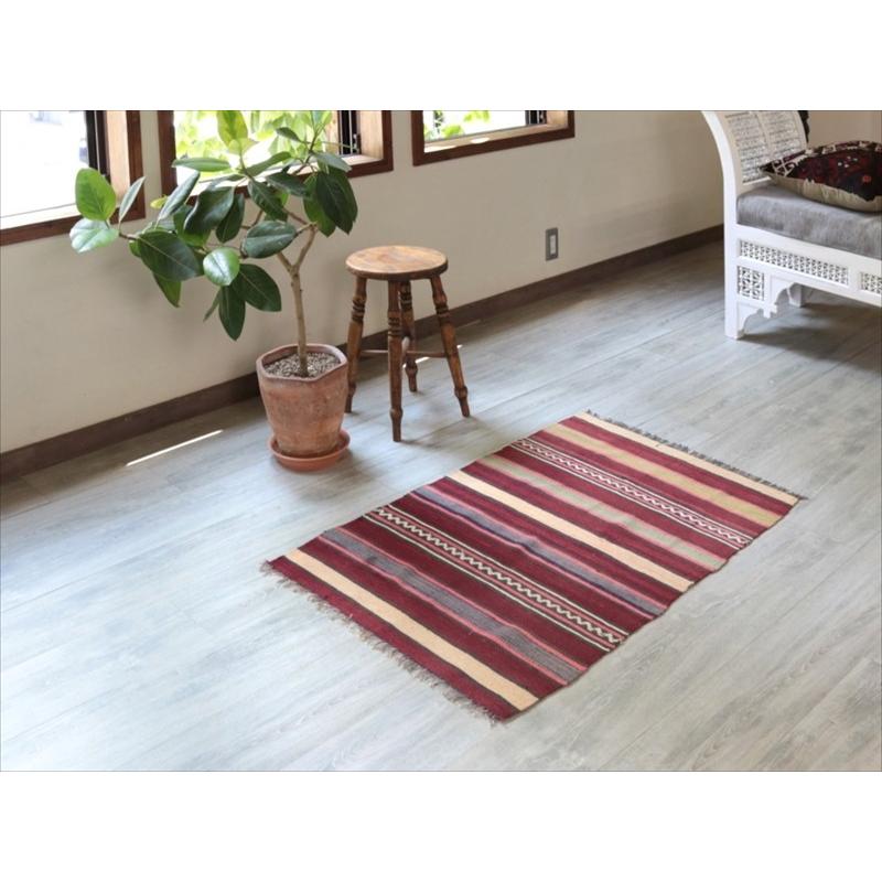 オールドキリム シリフケ/チェイレキ 108x72cm 暖色系のストライプ