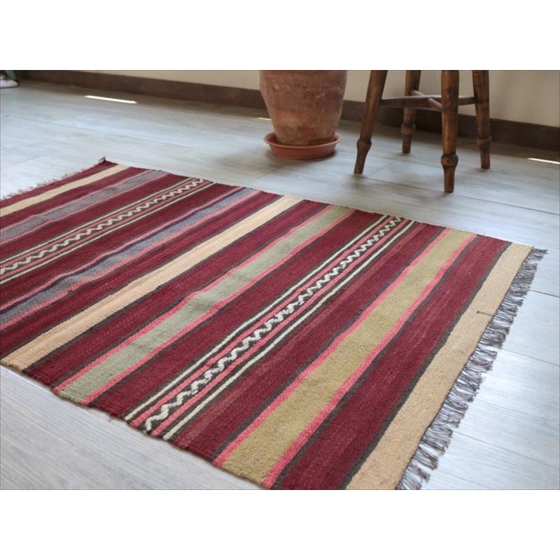 オールドキリム シリフケ/チェイレキ 108x72cm 暖色系のストライプ