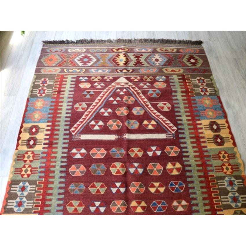 コンヤの草木染キリム Turkish Kilim Natural dye 222x141cm 変形