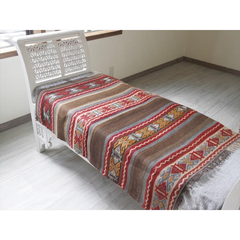 オールドキリム コンヤ　ストライプ＆ジジム 119x77cm ナチュラルブラウンにレッド ブルー | ブランド登録なし | 05