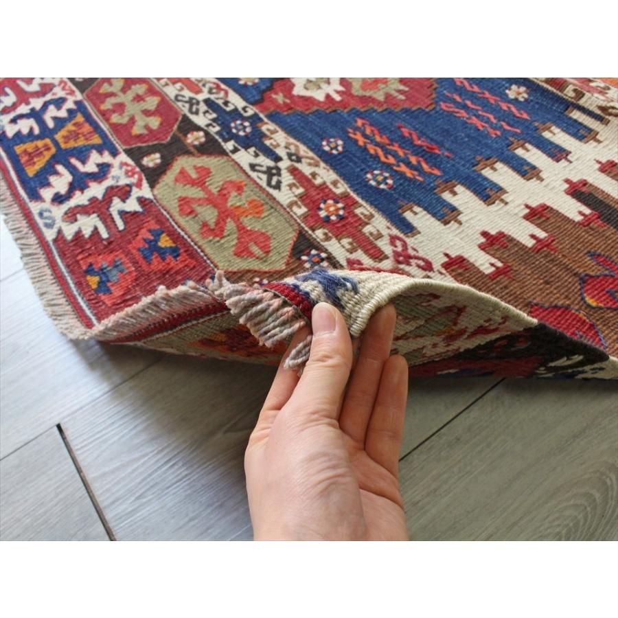 オールドキリム アダナ ランナーサイズ 254x100cm 連なるダイヤの