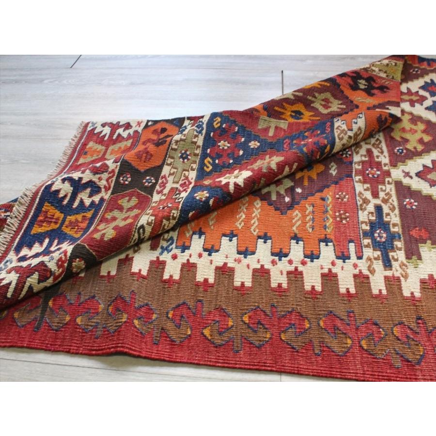 オールドキリム アダナ ランナーサイズ 254x100cm 連なるダイヤの