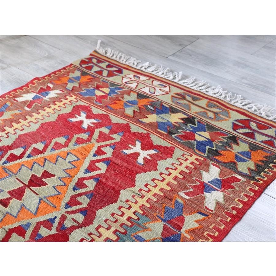 【新登場】 オールドキリム・チャル　チェイレキ 120x87cm レッド＆オレンジ 【V1357740618】(48070円)