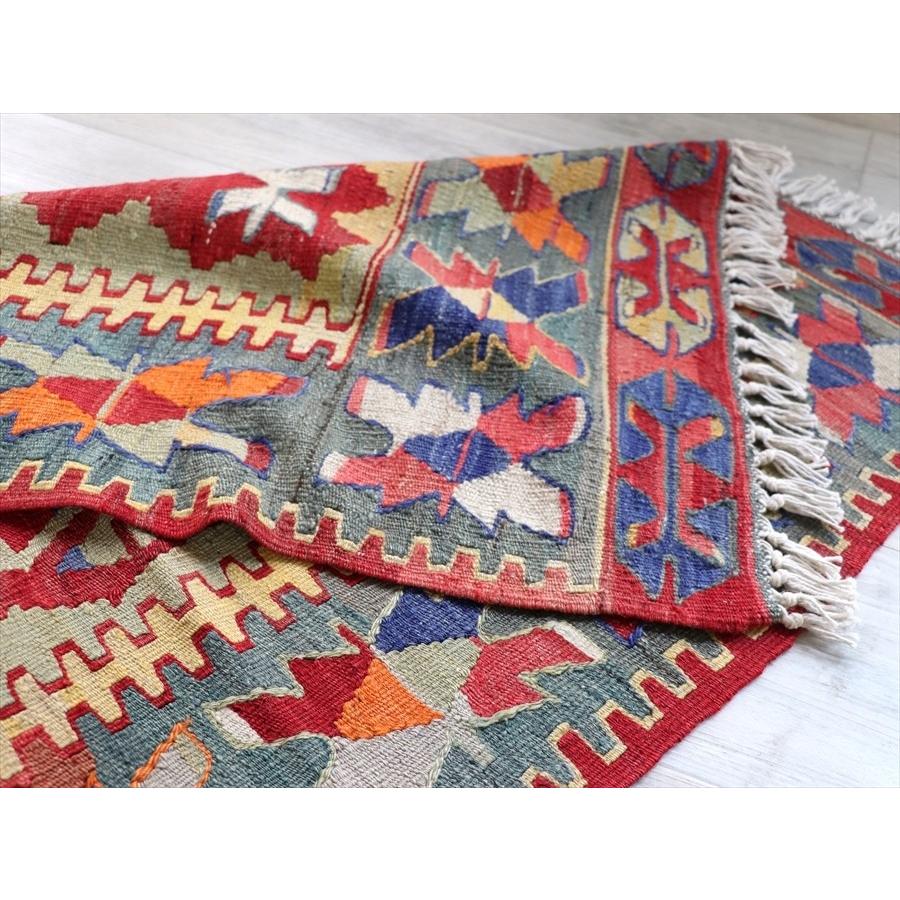 【新登場】 オールドキリム・チャル　チェイレキ 120x87cm レッド＆オレンジ 【V1357740618】(48070円)