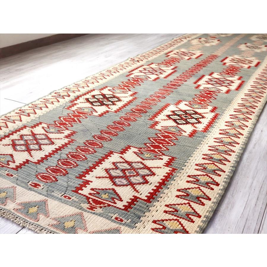 オールドキリム ブルガリア ランナー 284x88cm 花のようなベレケットの