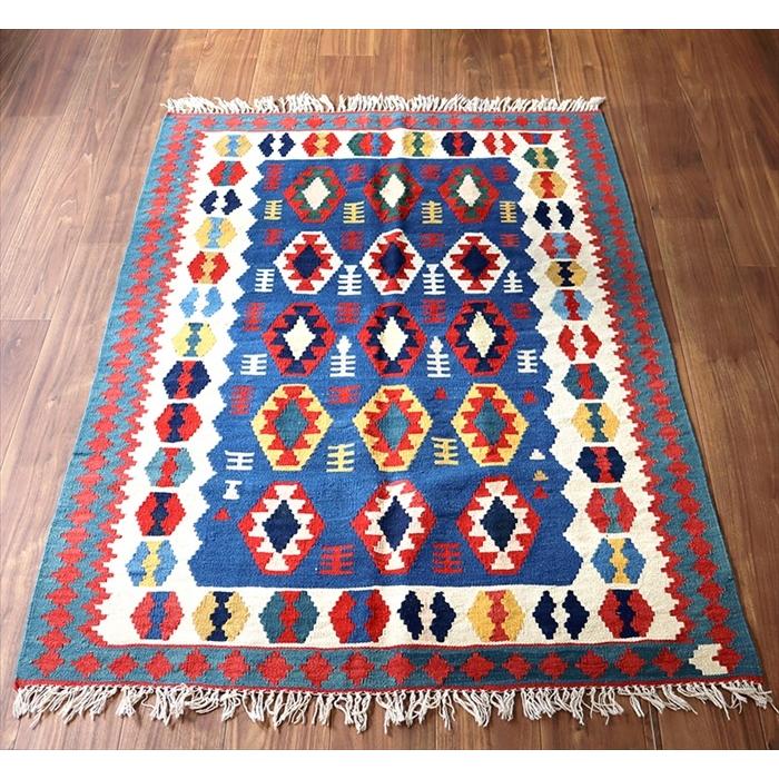 イラン手織りキリム カシュカイキリム 153x110cm ひし形と櫛のモチーフ 
