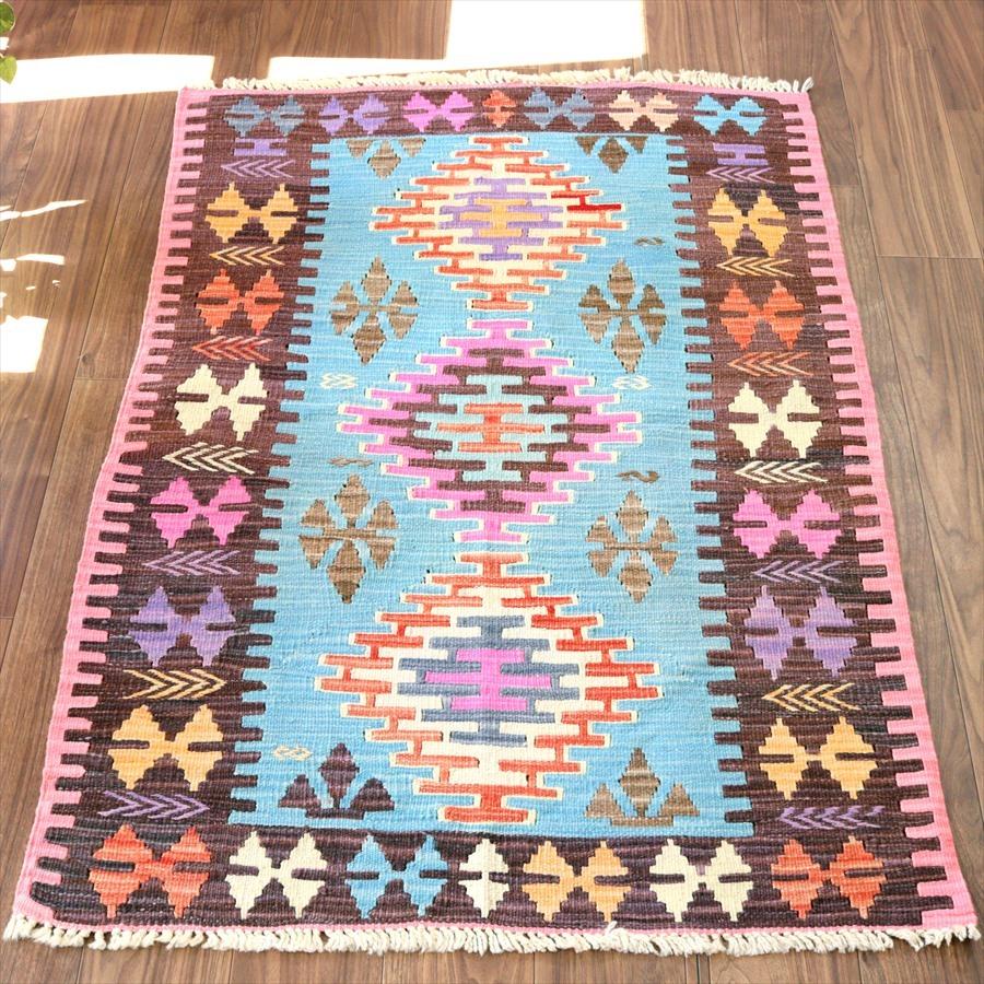 色にこだわるワンランク上のカイセリキリム チェイレキ 141x98cm ３つのメダリオンと麦の穂のモチーフ | ブランド登録なし