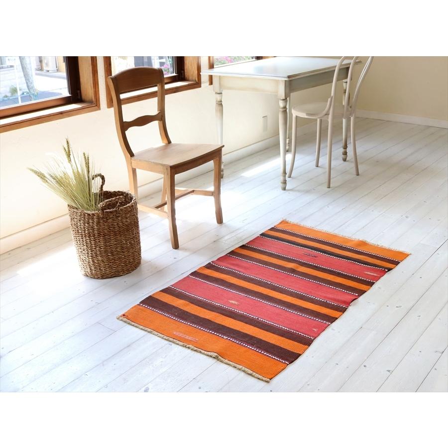 オールドキリム アダナ 123x75cm 暖色系のボーダーデザイン | ブランド登録なし | 01