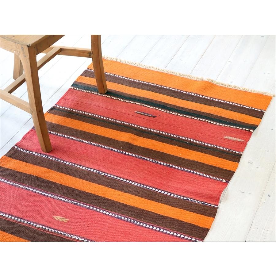 オールドキリム アダナ 123x75cm 暖色系のボーダーデザイン | ブランド登録なし | 02