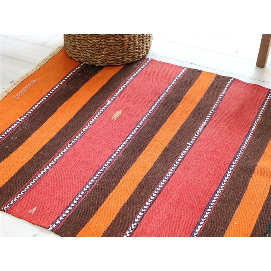 オールドキリム アダナ 123x75cm 暖色系のボーダーデザイン | ブランド登録なし | 03