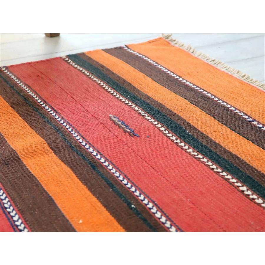 オールドキリム アダナ 123x75cm 暖色系のボーダーデザイン | ブランド登録なし | 05