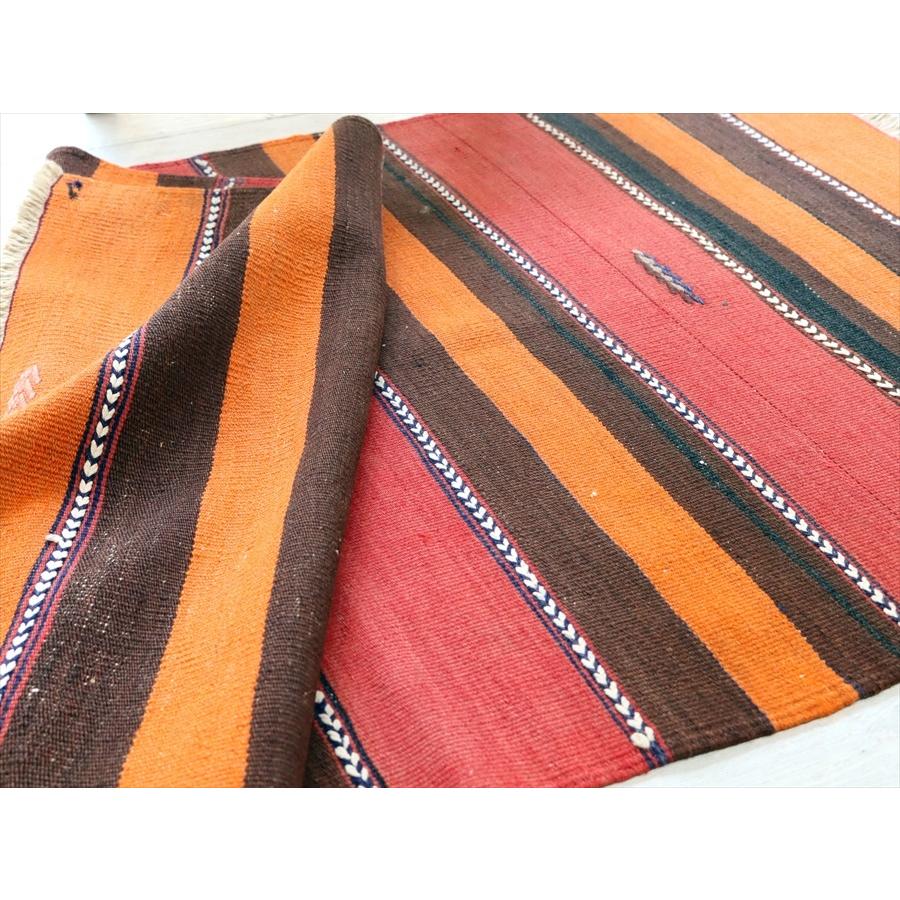 オールドキリム アダナ 123x75cm 暖色系のボーダーデザイン | ブランド登録なし | 06