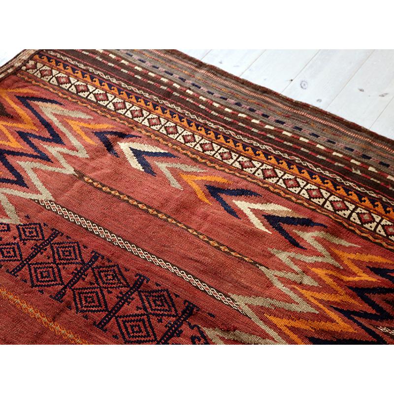 オールドキリム ソフラ アフシャール  130x122cm 正方形 ジグザグモチーフ | ブランド登録なし | 02