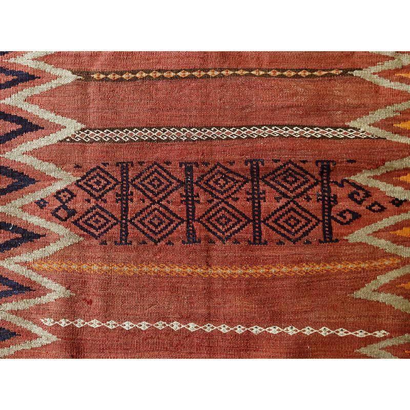 オールドキリム ソフラ アフシャール  130x122cm 正方形 ジグザグモチーフ | ブランド登録なし | 04