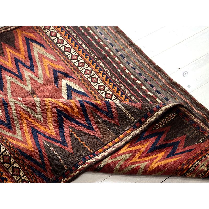 オールドキリム ソフラ アフシャール  130x122cm 正方形 ジグザグモチーフ | ブランド登録なし | 06