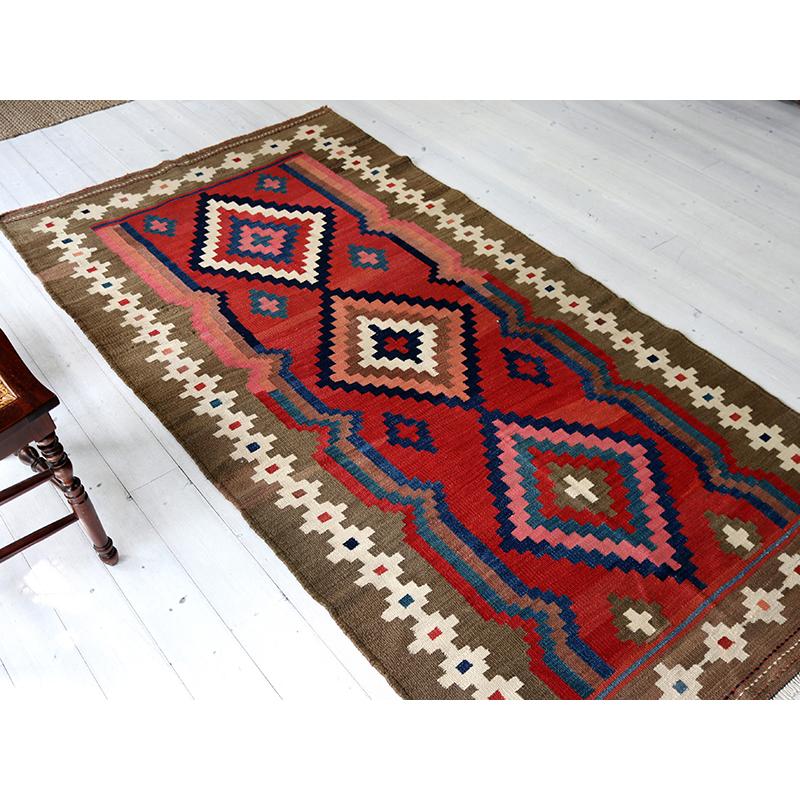 オールドキリム シラーズ 218x107cm ハムセ連合/ジグザグのひし形　草木染め | ブランド登録なし | 03