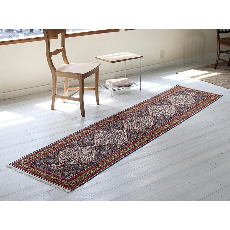 草木染めのセネキリム 258x61cm ランナー 花束のモチーフ/5つの六角形 | ブランド登録なし | 01