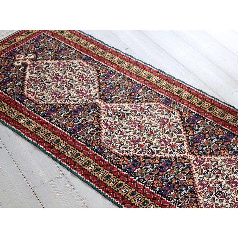 草木染めのセネキリム 258x61cm ランナー 花束のモチーフ/5つの六角形 | ブランド登録なし | 02