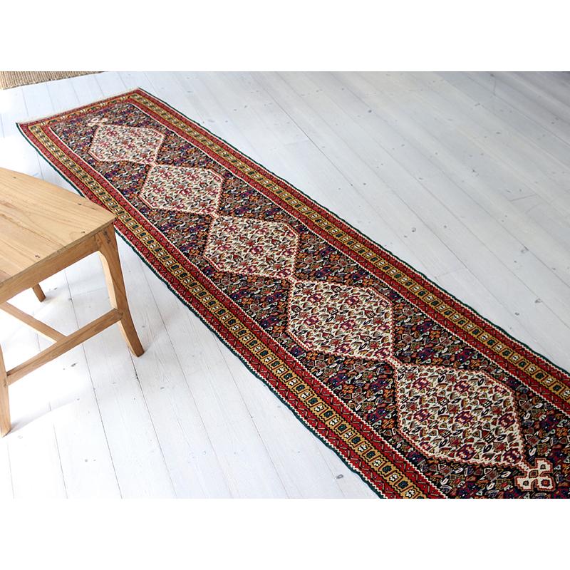 草木染めのセネキリム 258x61cm ランナー 花束のモチーフ/5つの六角形 | ブランド登録なし | 03