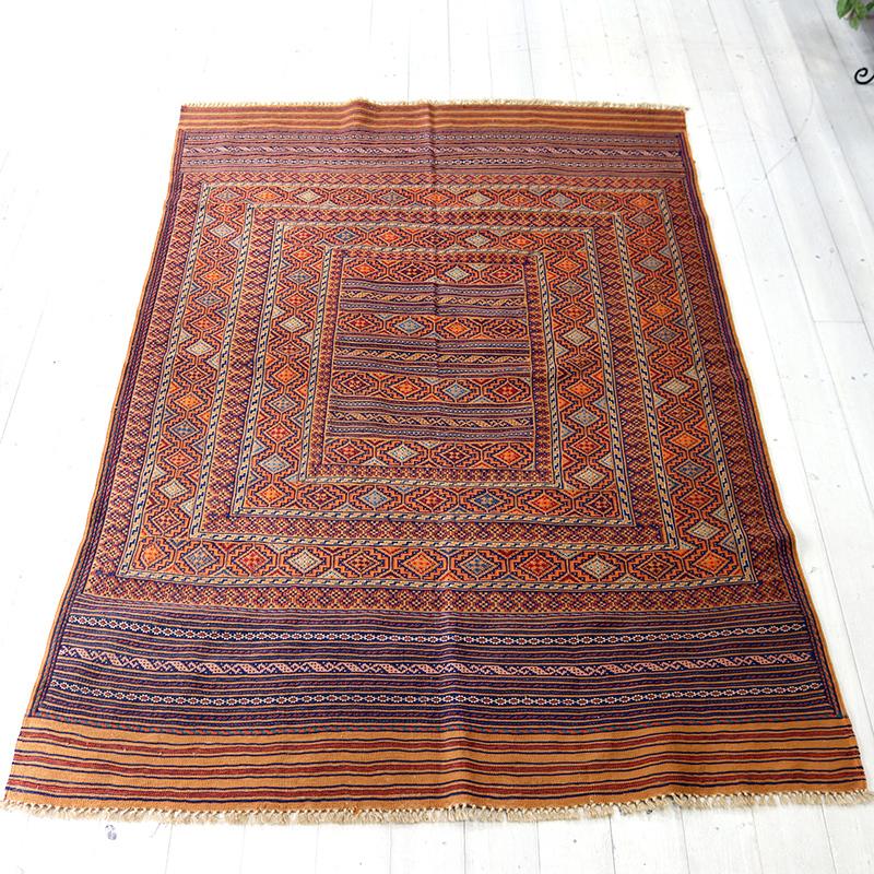 シルジャンキリム　スザンニ織り 198x130cm 細かな織りの幾何学モチーフ | ブランド登録なし