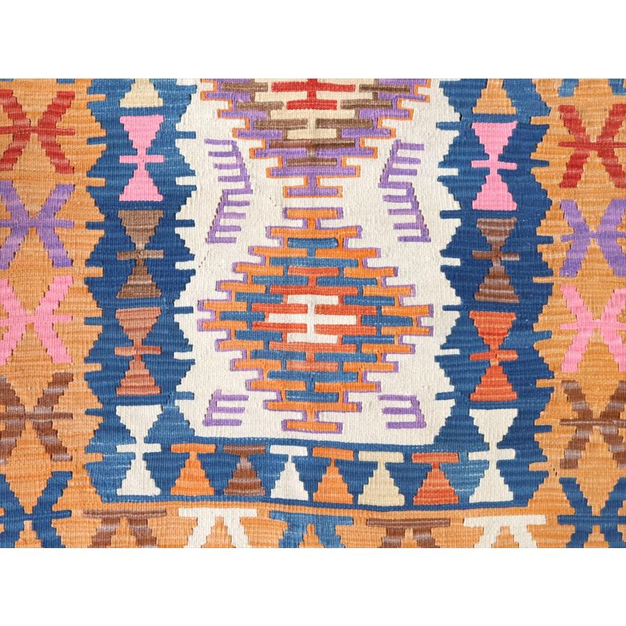 色にこだわるワンランク上のカイセリキリム 175x127cm ブルー&オレンジ | ブランド登録なし | 03